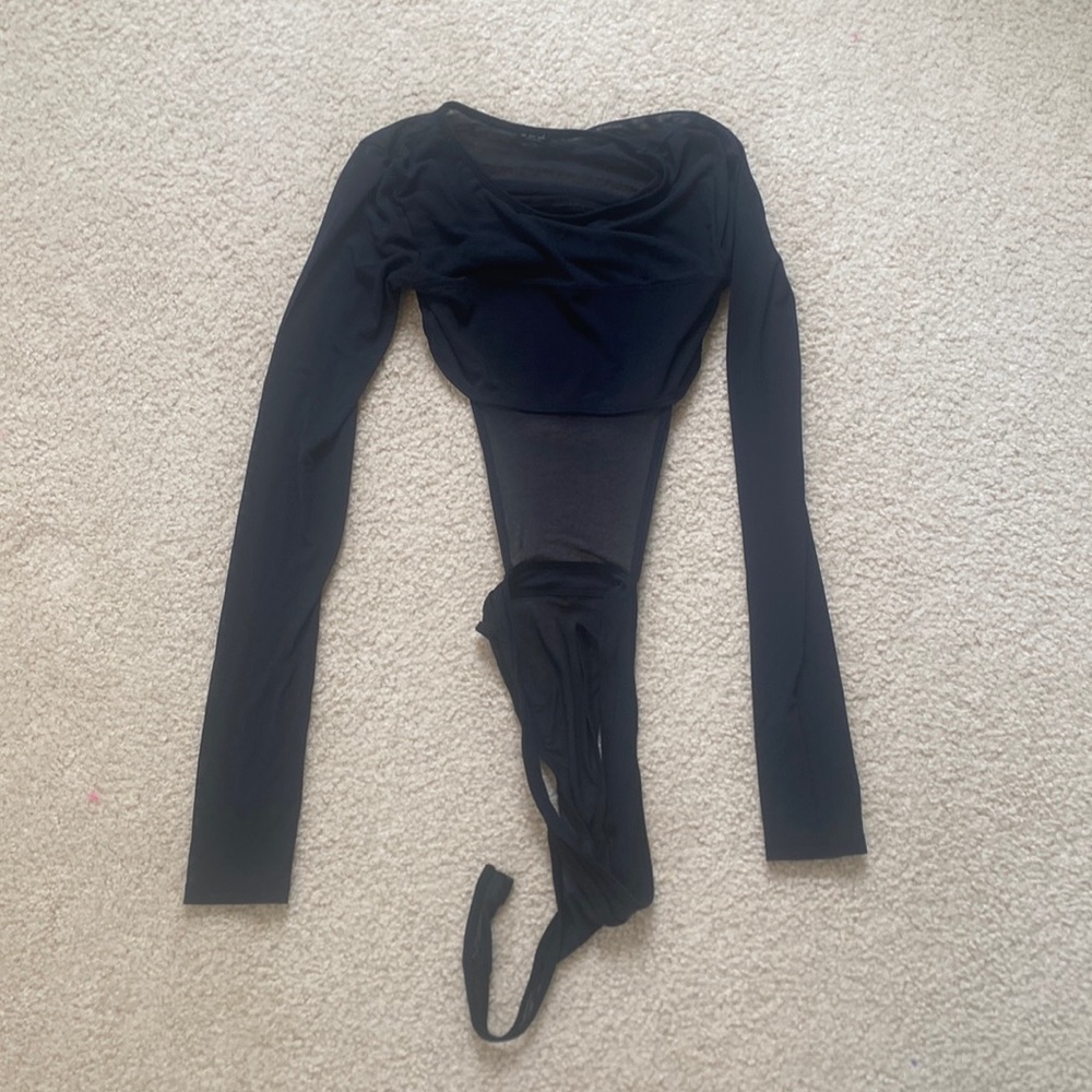 Black mesh body suit